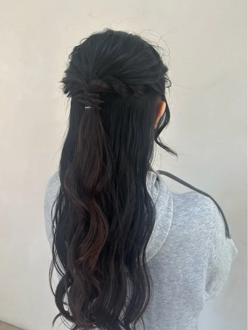 ロング ヘアアレンジ ハーフアップ ヘアセット 暖色/ヘアアレンジ 🎀♡irohaのヘアスタイル