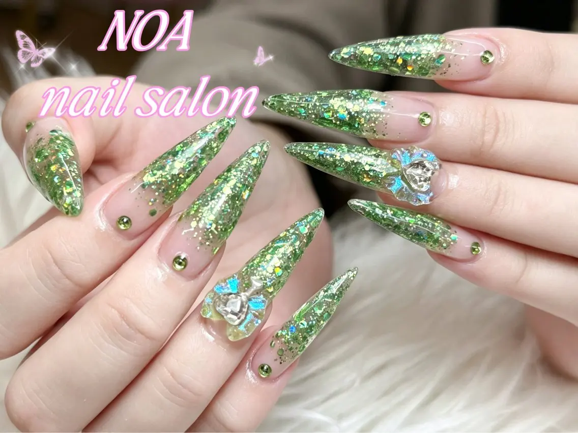 ロング 韓国風ヘア ハンドネイル Noa Nail みつきのネイルデザイン