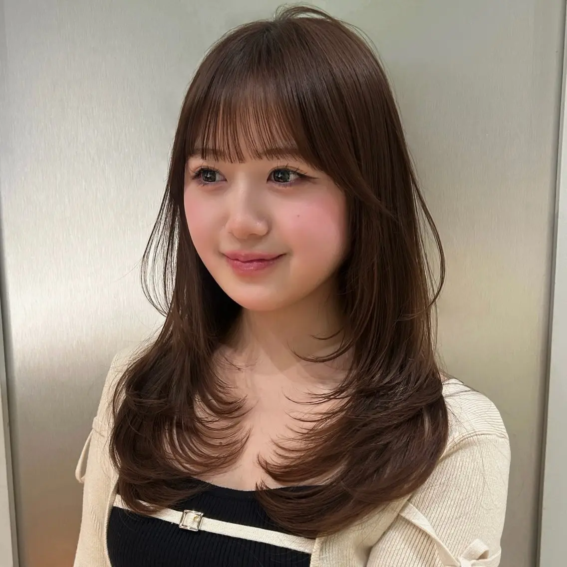 ロング カラー 顔周りカット レイヤーカット ロング 柔らかいガーリーヘア 🎀Mahiroのヘアスタイル