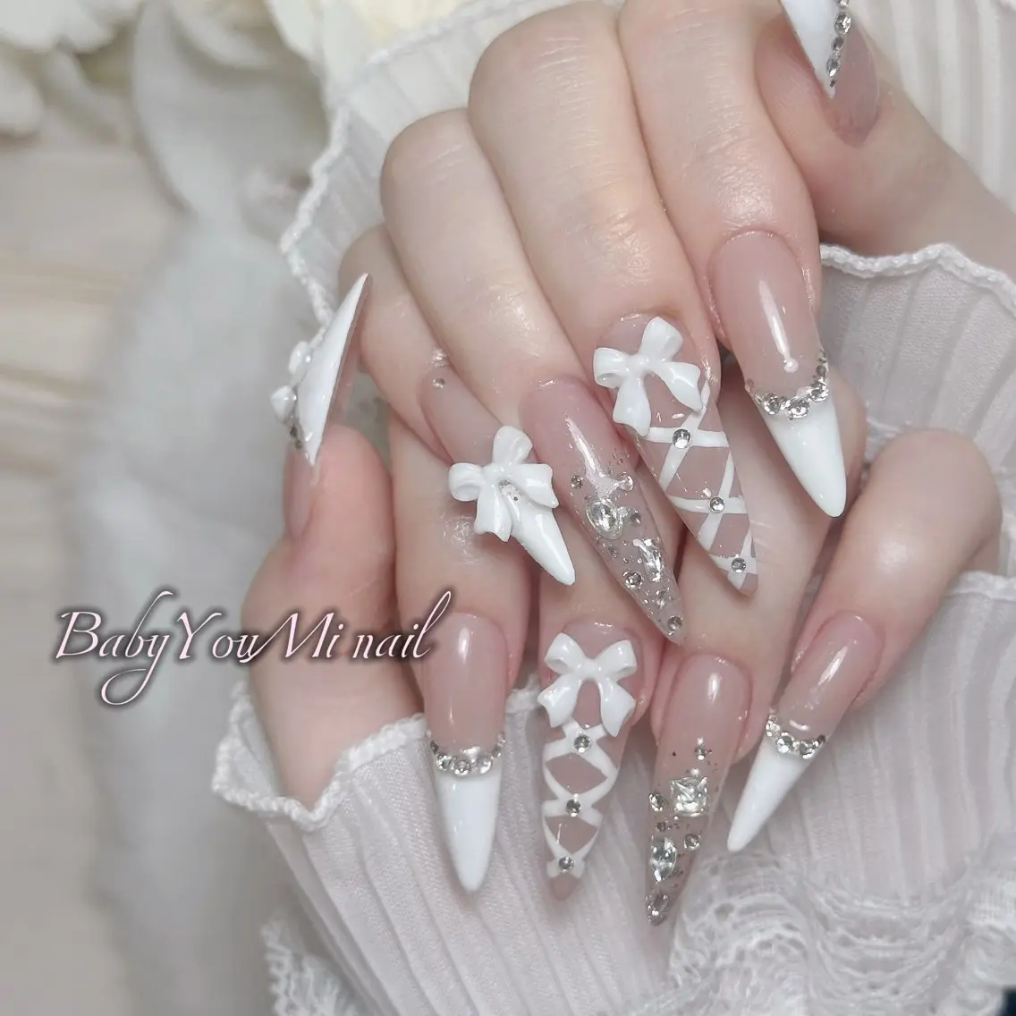 ネイル オーロラネイル チークネイル 成人式 フットネイル フレンチネイル ハンドネイル BabyYouMi nailのネイルデザイン
