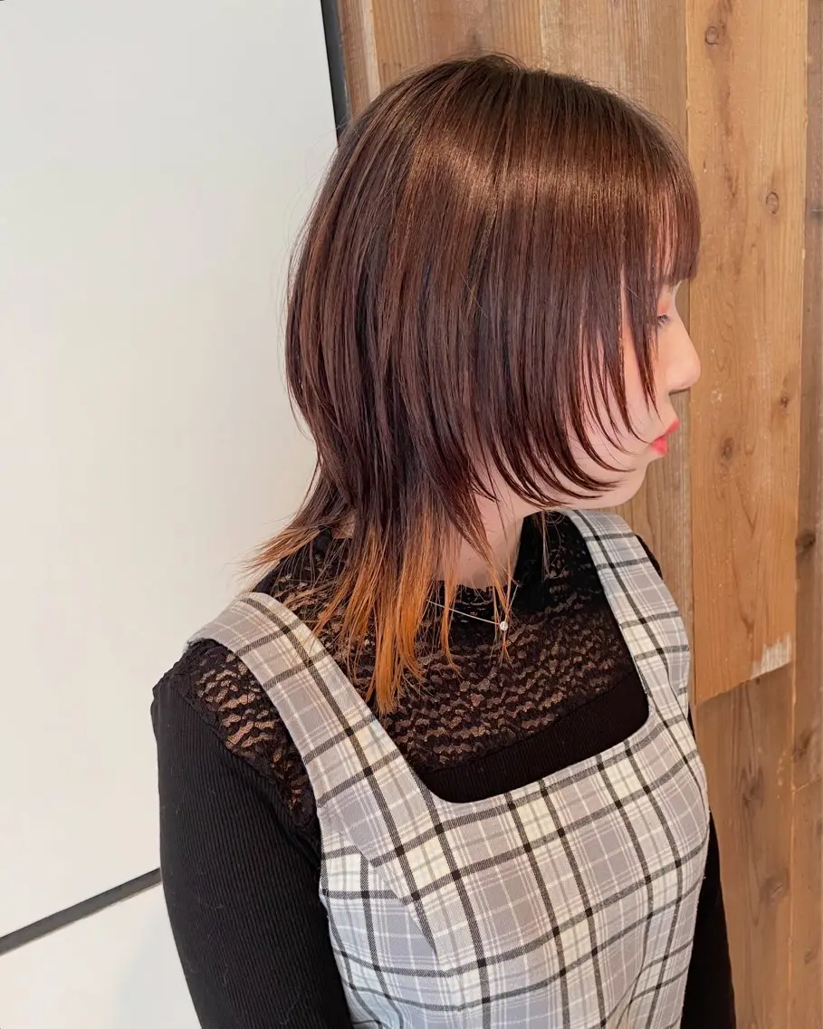 ミディアム カラー レイヤーカット ウルフカット カット トリートメント ニュアンスカラー🫧 加納のヘアスタイル