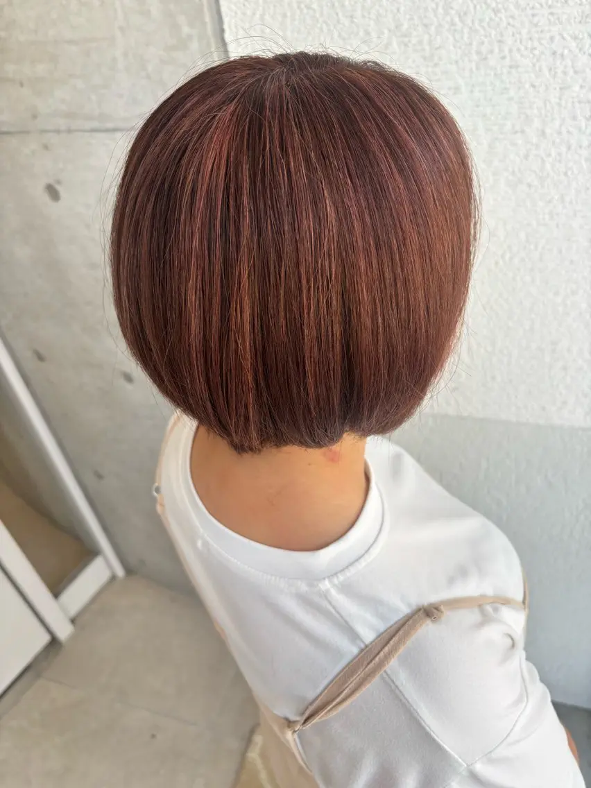 ミディアム カラー ハイライトカラー ピンクカラー ハイライト マネージャーST筒木 貴海（ツッキー）のヘアスタイル