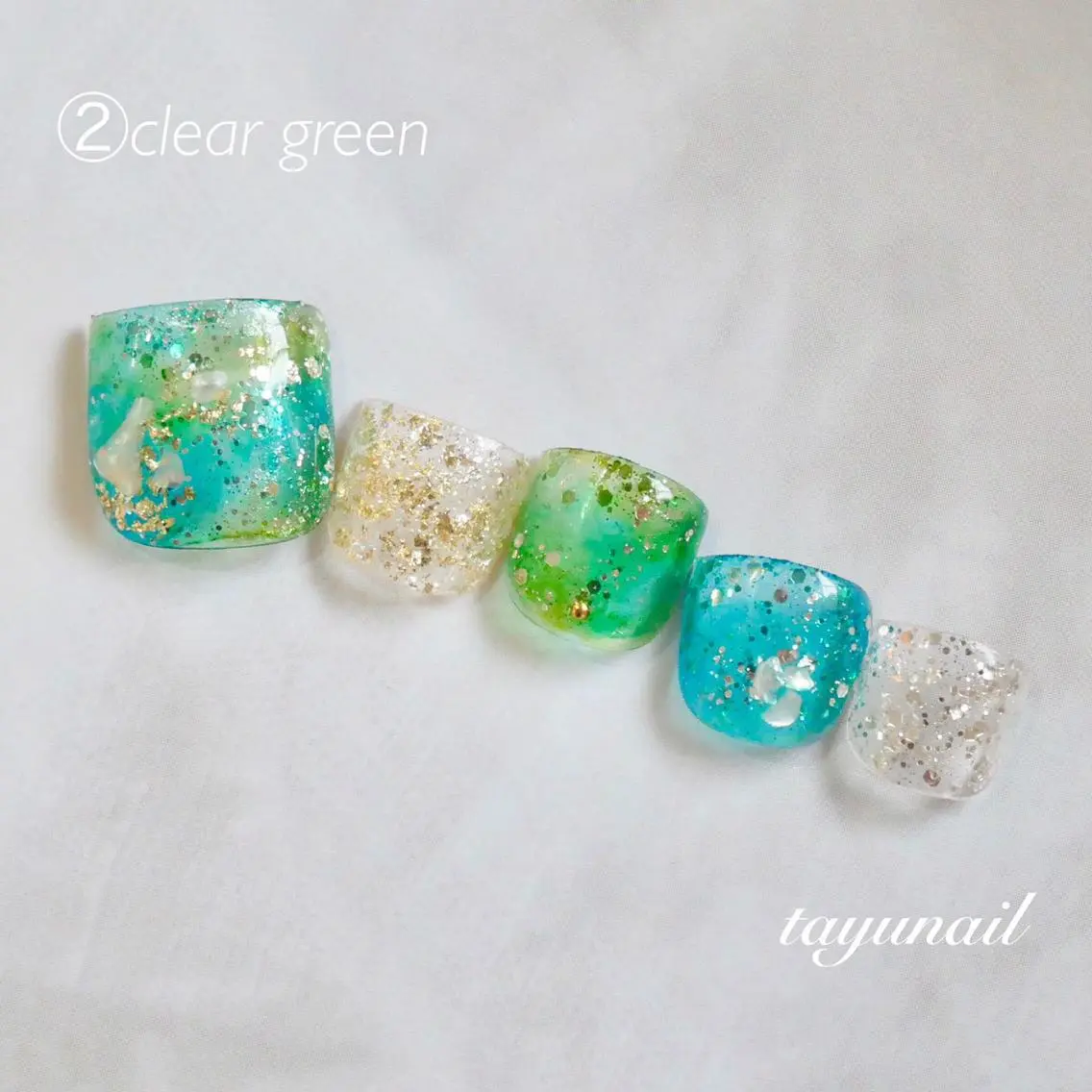 ネイル アートネイル ブルー クリアネイル フットネイル ジェルネイル フットネイル ネイルサロン 【たゆnail】のネイルデザイン