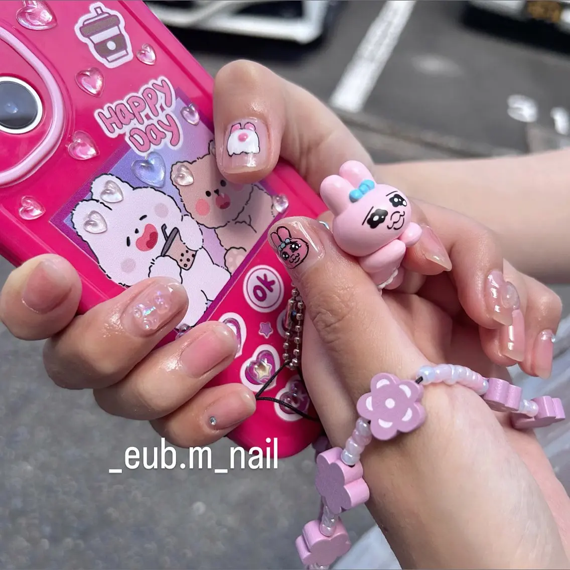 ネイル アートネイル チークネイル キラキラネイル ピンク シンプルネイル 深夜ネイルサロン eub.m_nailのネイルデザイン