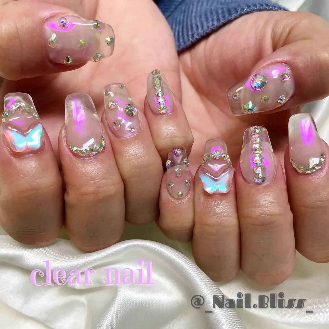 ネイル オーロラネイル クリアネイル ハンドネイル NAIL BLISSのネイルデザイン
