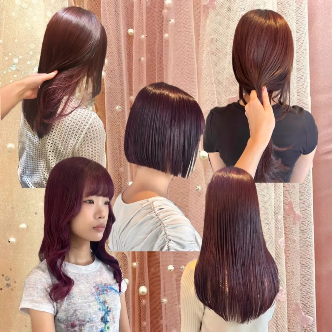カラー レッドカラー mio ︴ アレンジ ︴ 透明感カラーのヘアスタイル