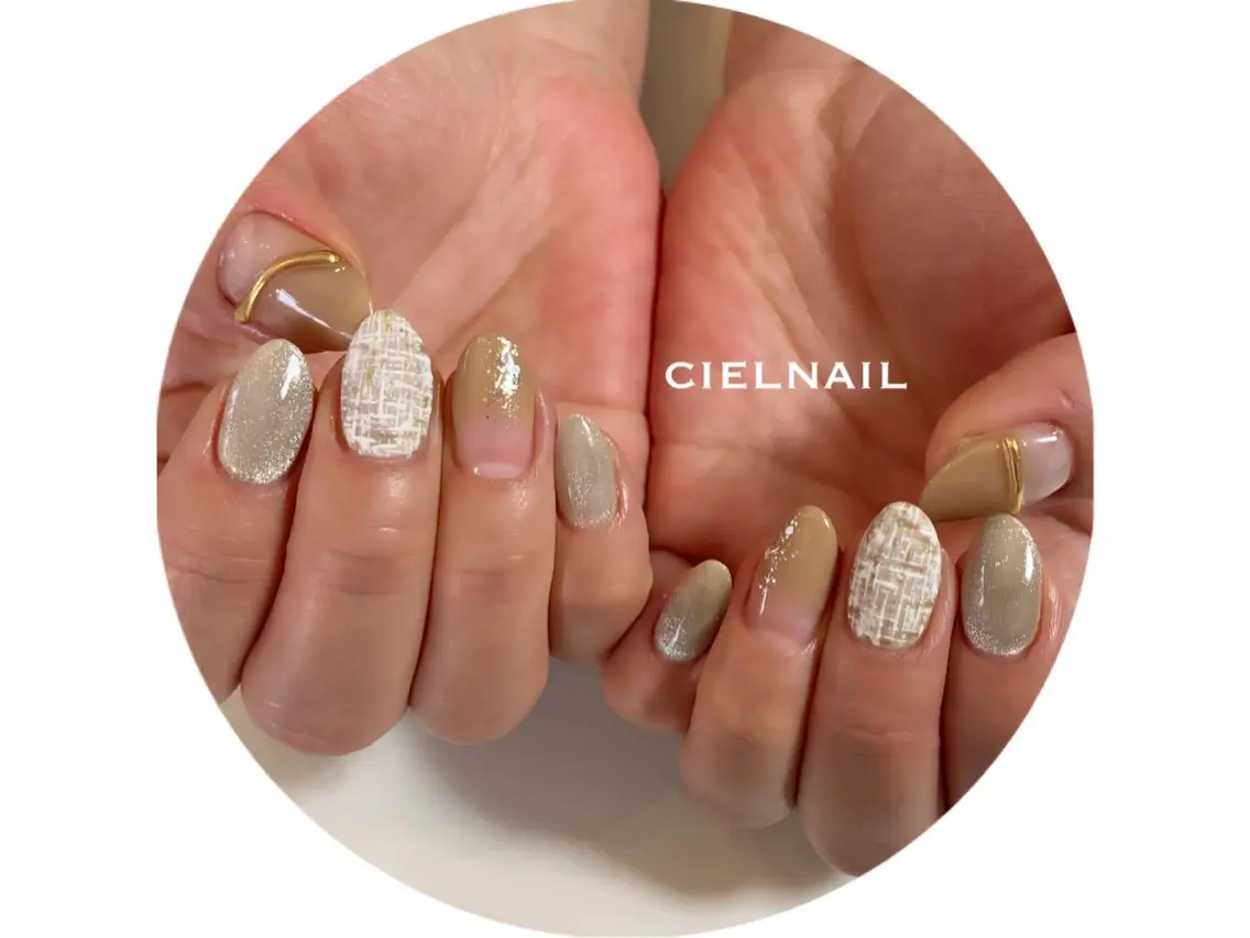 セミロング ハンドネイル cielnail 祇園のネイルデザイン