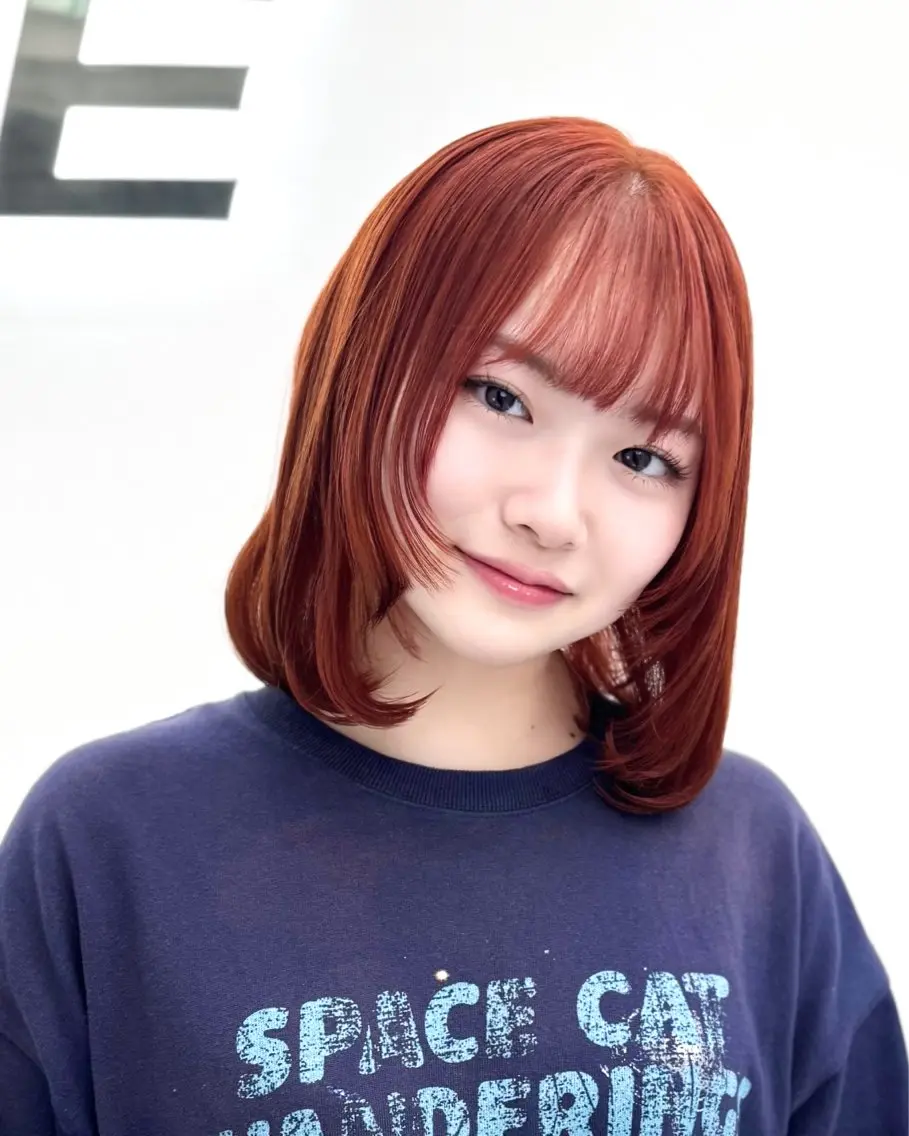 ミディアム カラー ヘアアレンジ 縮毛矯正🤍 盛れるボブ/ひかりのヘアスタイル
