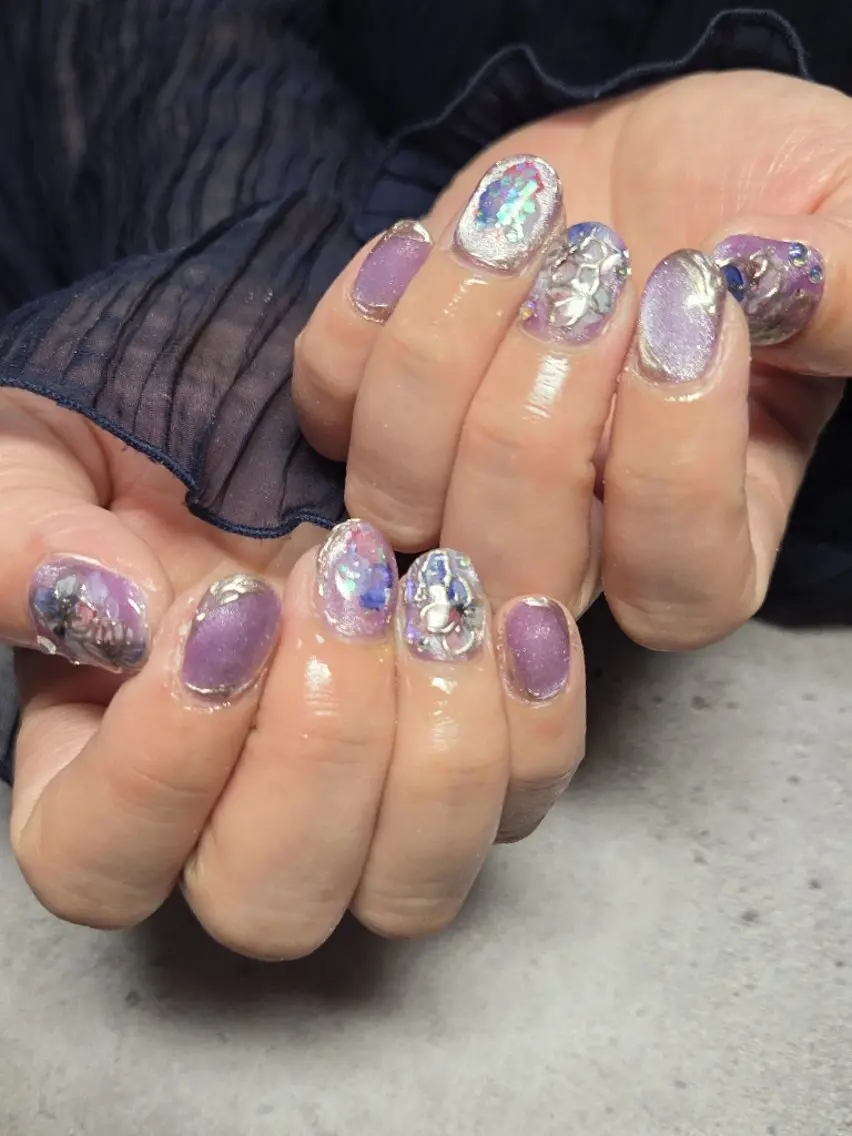 ネイル アートネイル フラワーネイル ジェルネイル マグネットネイル ミラーネイル ハンドネイル flure de neige yukiのネイルデザイン