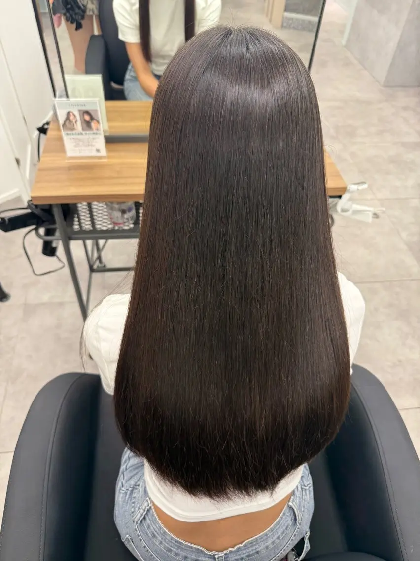 ロング 学生 縮毛矯正 縮毛矯正 松原 杏奈のヘアスタイル