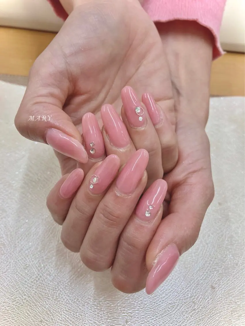 ネイル ニュアンスネイル ワンカラーネイル ピンク 春ネイル Mary nail .narumiのネイルデザイン
