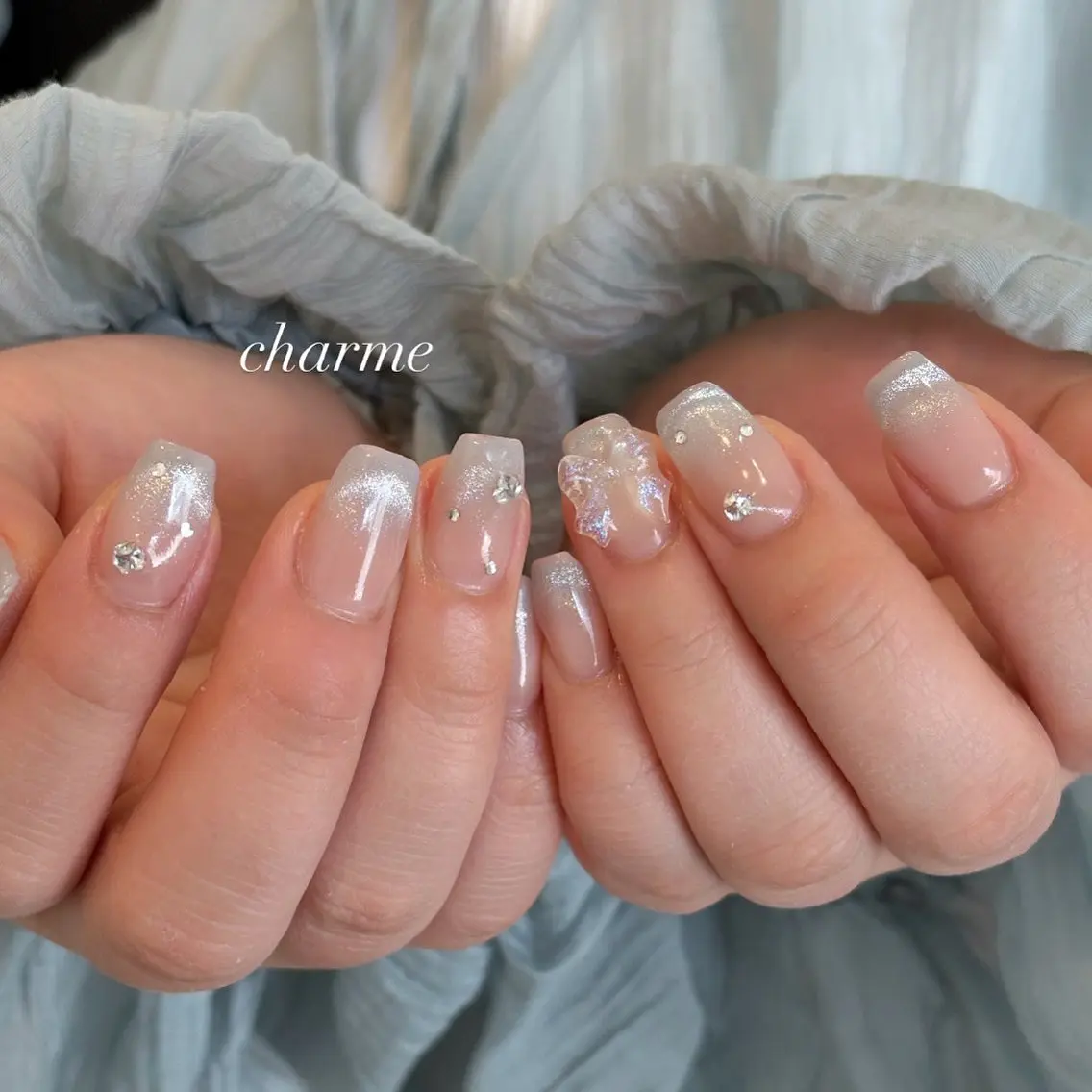 ネイル フレンチネイル マグネットネイル マグネットフレンチ charme nailのネイルデザイン