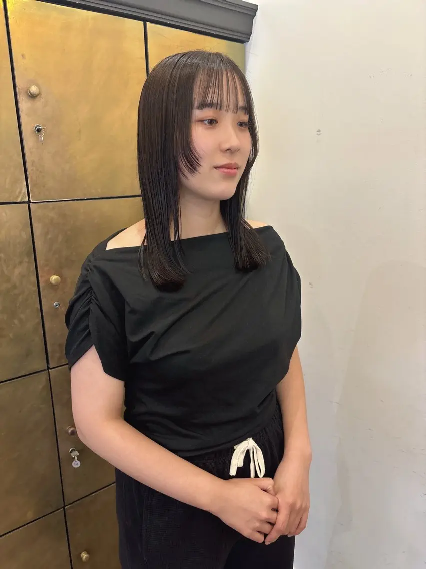 ミディアム カラー ブラウンカラー 安藤楓華 fuka andoのヘアスタイル