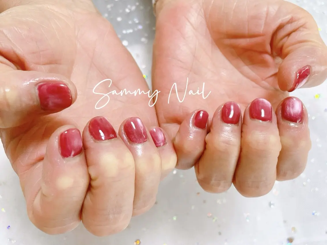 ネイル ボルドー マグネットネイル ワンカラーネイル ハンドネイル Sammy Nailのネイルデザイン