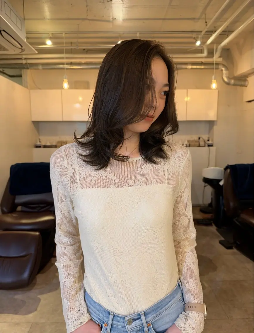 セミロング ヘアカラー トリートメント 愛/한국어◎ hightone🍂のヘアスタイル