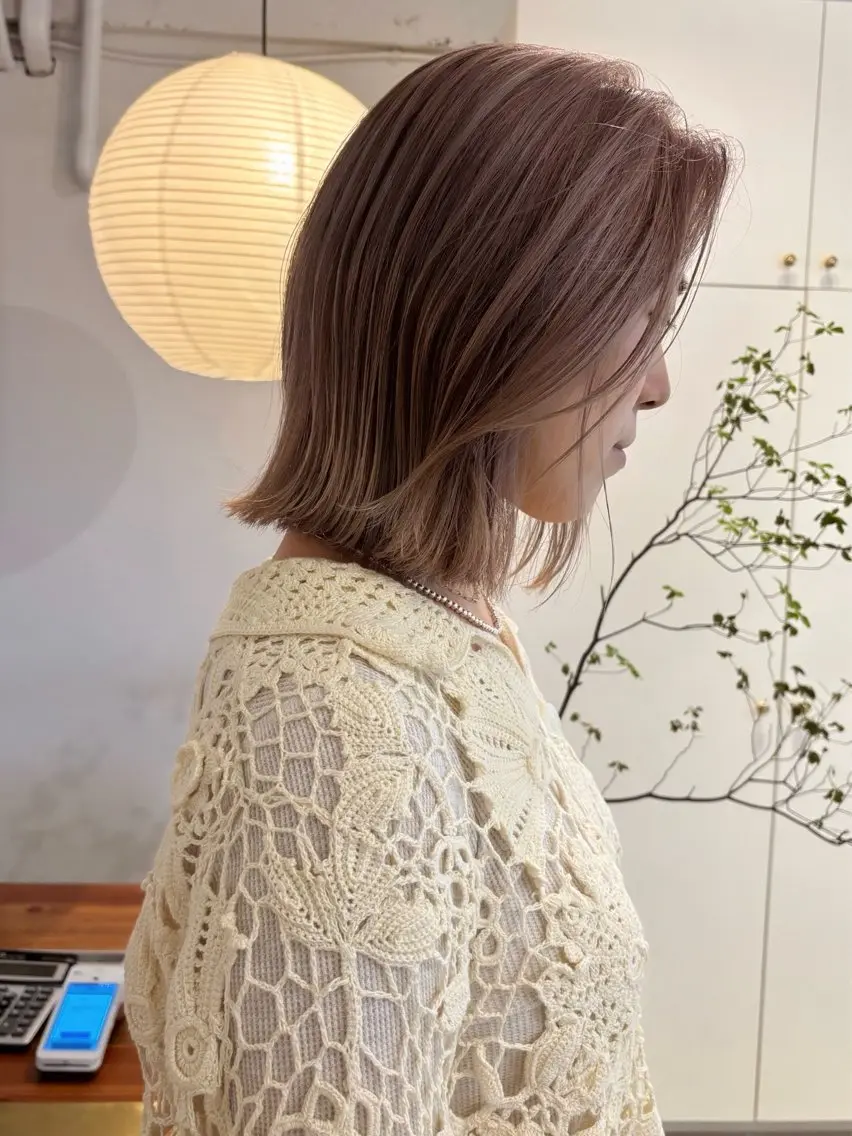 ミディアム カット ヘアカラー トリートメント 🍑透明感hair ・NENE🍑のヘアスタイル