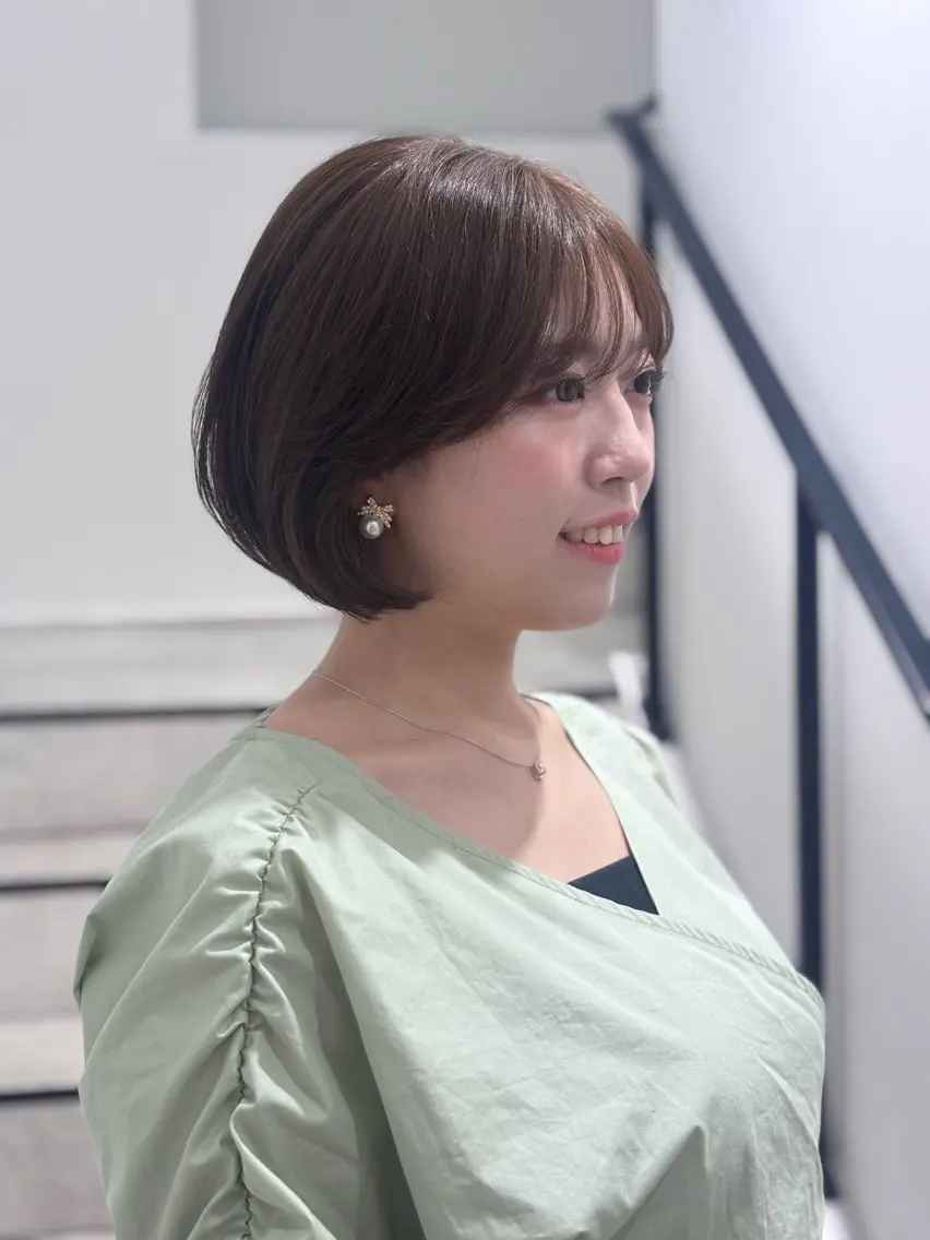 ショート ボブレイヤー ボブ 韓国風ヘア レイヤーカット カット ヘアカラー 羽田 莉野のヘアスタイル