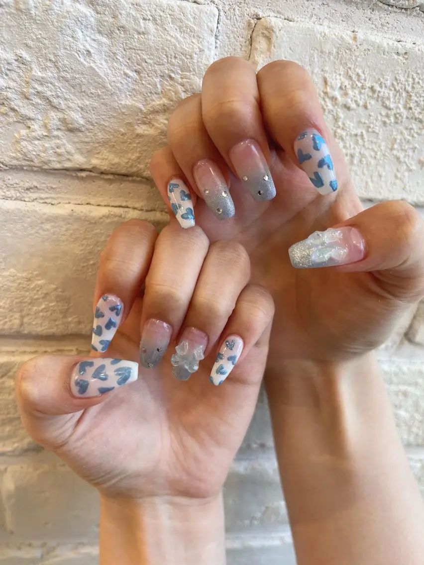 ネイル ハート マグネットネイル 持ち込み リボン ❀pom nail❀ aya.のネイルデザイン