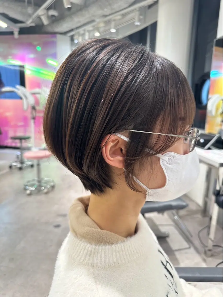 ショート カラー ヘアアレンジ 髪質改善ストレート 韓国風レイヤー池袋のヘアスタイル