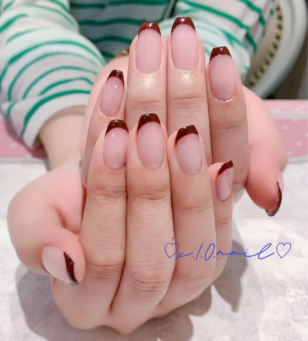 ネイル アニマル柄 アートネイル フレンチネイル ニュアンスネイル ネイルチップ x.1.0.nail ♡Cのネイルデザイン