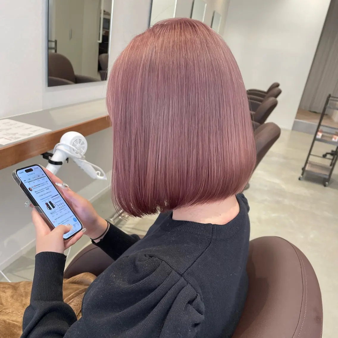 ミディアム カラー ピンクカラー シアーピンク カット ヘアカラー トリートメント 北九州美容室 🕊️わかな✂︎のヘアスタイル