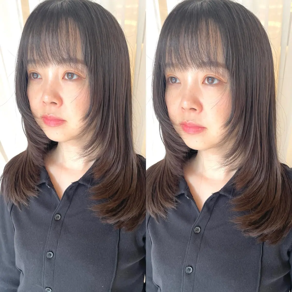 セミロング レイヤーカット シャギー カット トリートメント ヘアセット ブリーチ無しダブル カラー🦕まどかのヘアスタイル