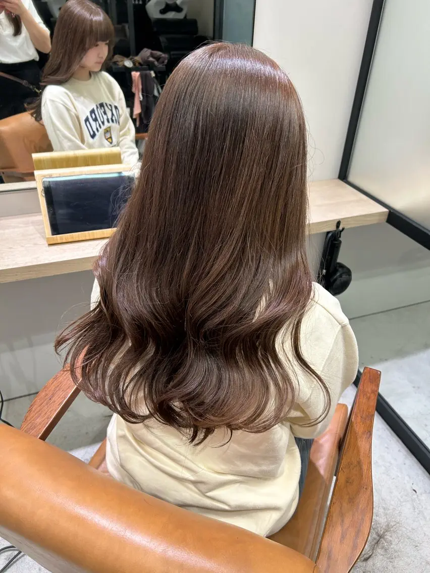 ロング カラー カット ヘアカラー トリートメント しげ ゆりか/透明感 カラー/顔周りカットのヘアスタイル
