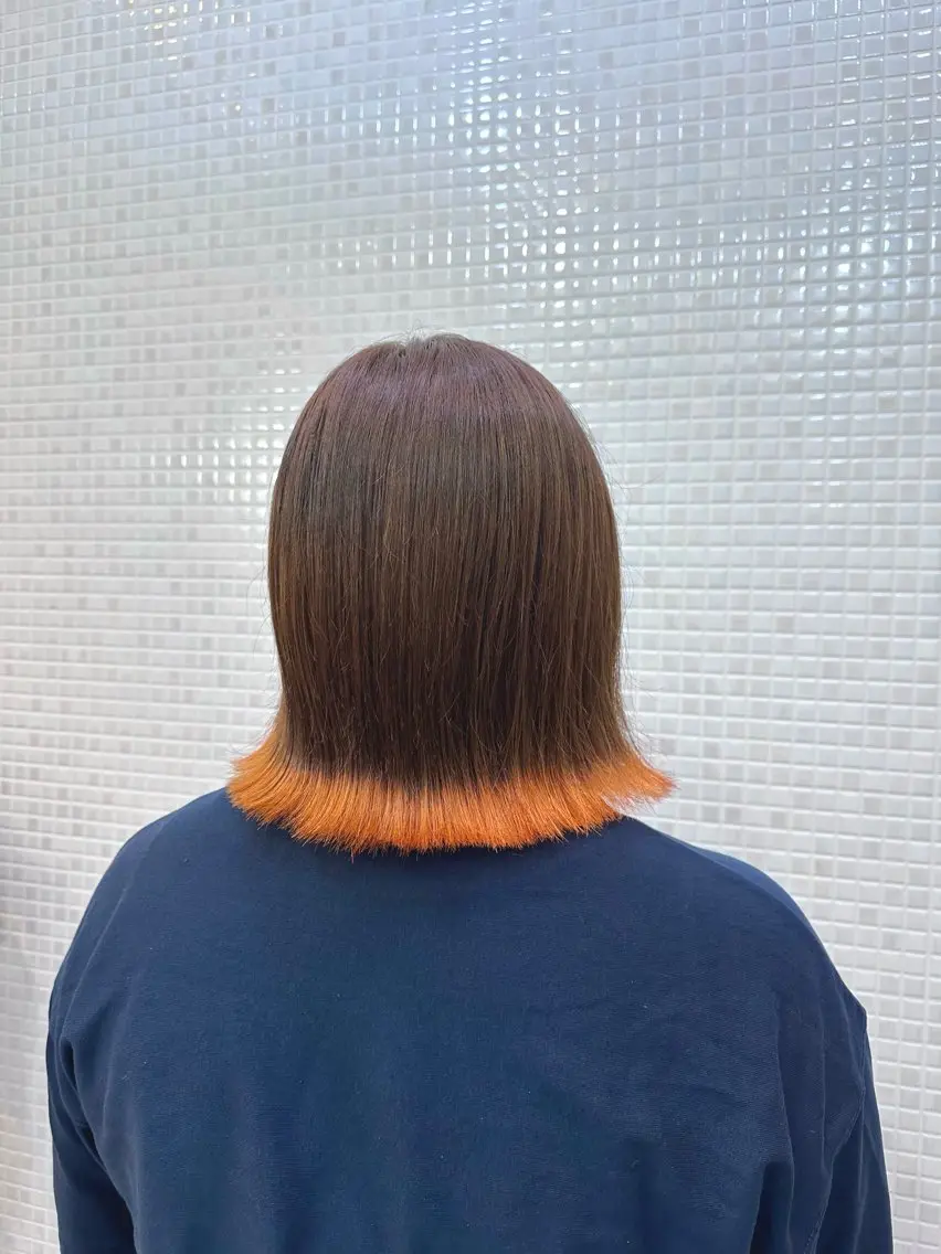 カラー ブリーチ オレンジ 髪質改善・艶髪カラー 🌷miku🌷のヘアスタイル