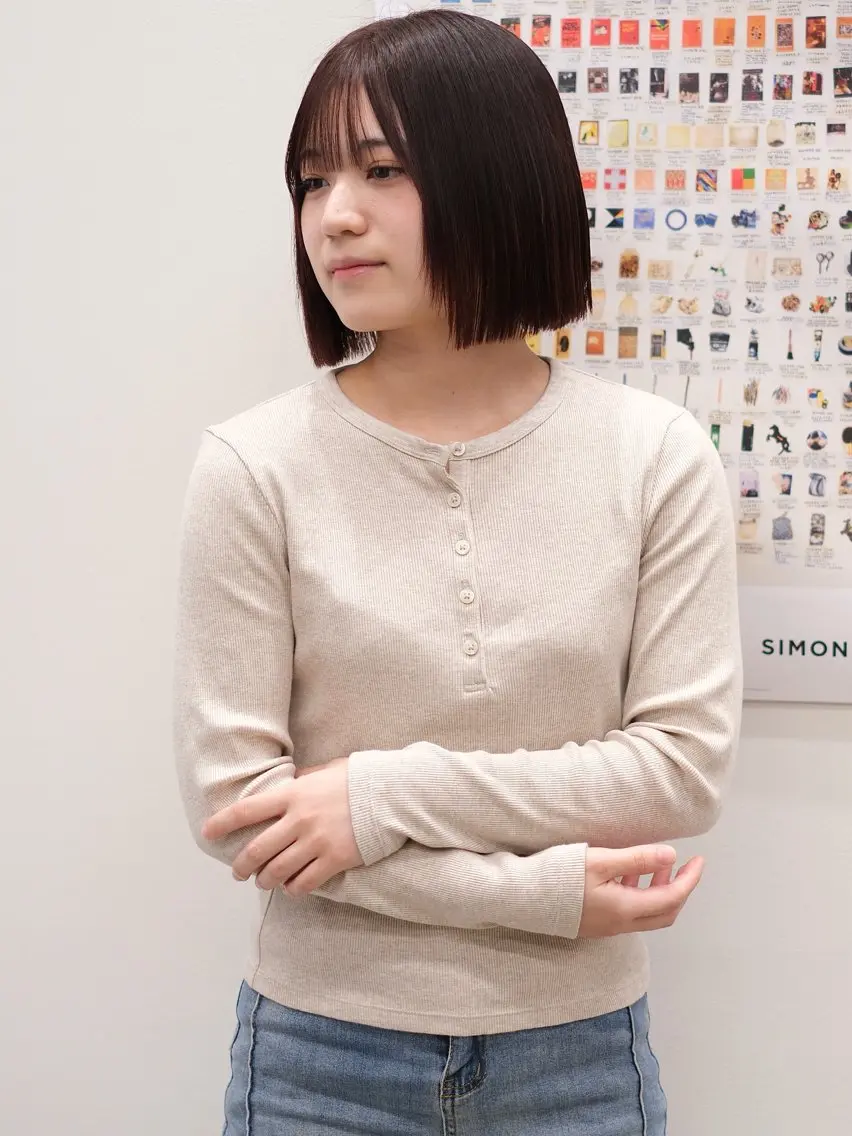 ショート 縮毛矯正 ヘアカラー 縮毛矯正 トリートメント (h)wim rinのヘアスタイル