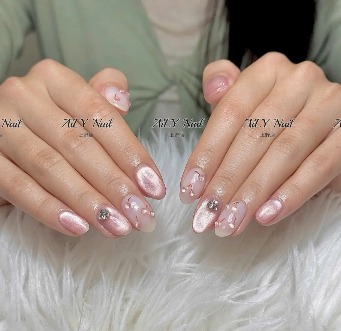 ネイル アートネイル ジェルネイル マグネットネイル ニュアンスネイル シンプルネイル ハンドネイル AiLy Nail 上野店のネイルデザイン
