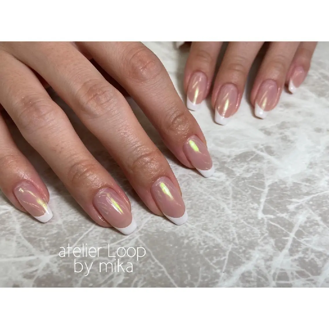 ネイル フレンチネイル ミラーネイル atelier Loop♪MIKAのネイルデザイン