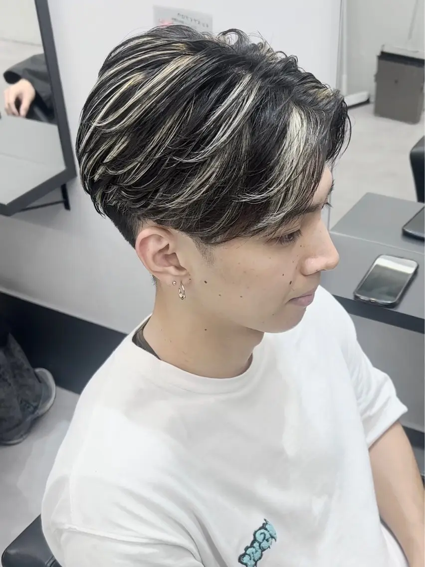 ショート カラー メンズ カット ヘアカラー 曲がる縮毛矯正 LIBER 　岩名のヘアスタイル