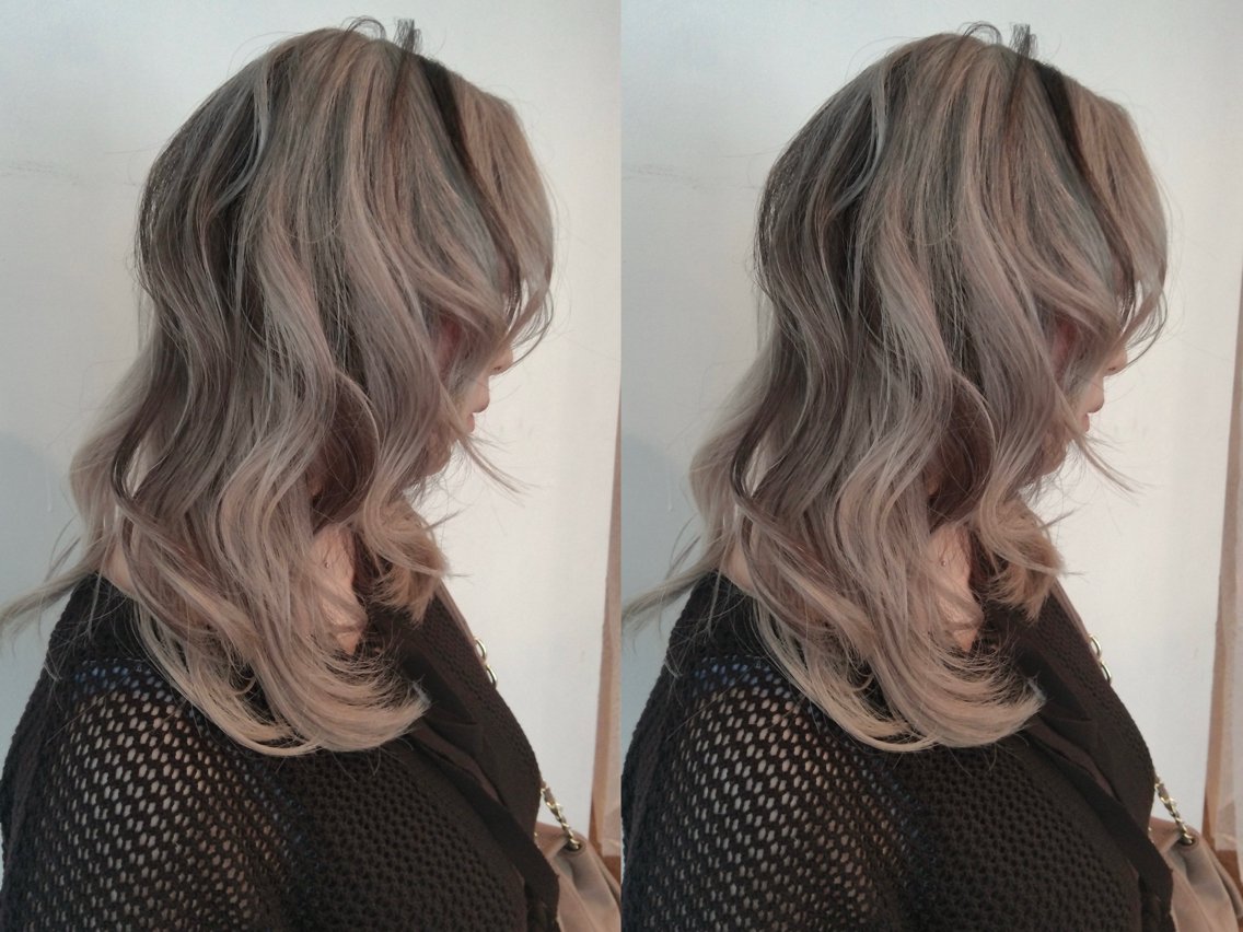 セミロング カラー ヘアカラー lot Kanau レイヤーデザインのヘアスタイル