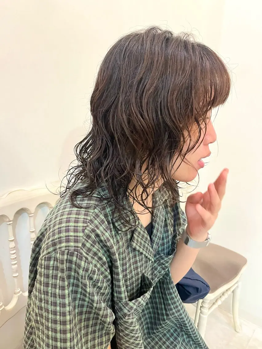 ミディアム パーマ カット パーマ トリートメント en,ボブ/レイヤー パーマ/透明感カラーのヘアスタイル