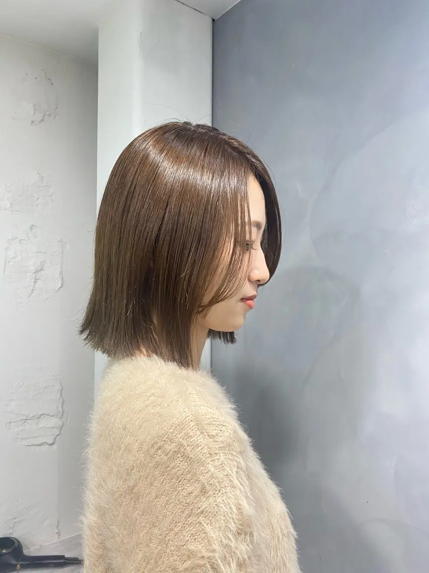 ミディアム ボブ 酸性ストレート 縮毛矯正 トリートメント 梅田中崎町髪質改善 /オキヒロト/エコルのヘアスタイル