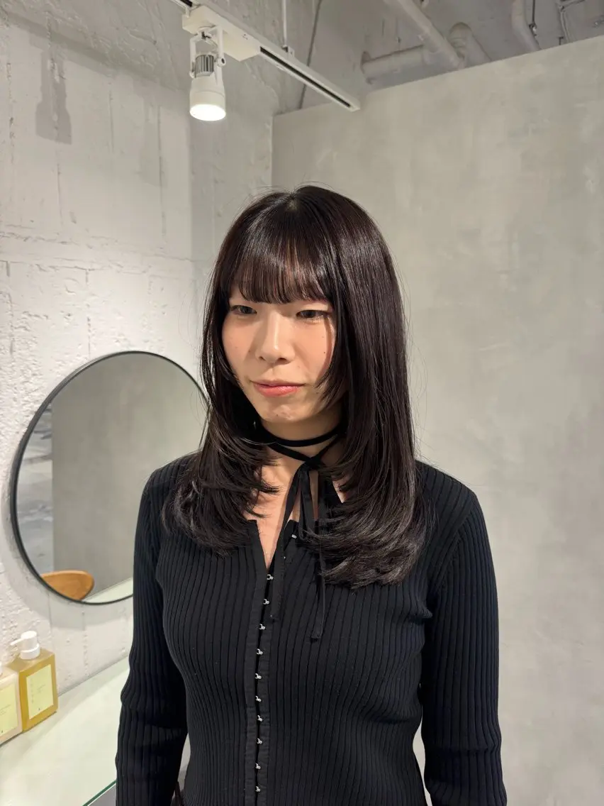 セミロング カット ヘアカラー トリートメント 新宿/顔周りカット +レイヤー=しずく♩のヘアスタイル
