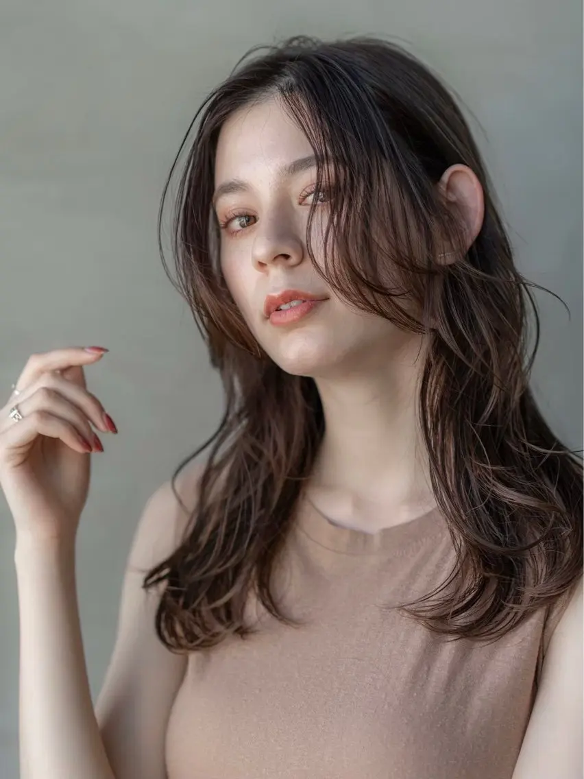 セミロング くびれヘア 顔まわりレイヤー 顔周りカット レイヤーカット 似合わせカット カット ヘアカラー トリートメント レイヤー似合わせ 透明感カラーりきやのヘアスタイル
