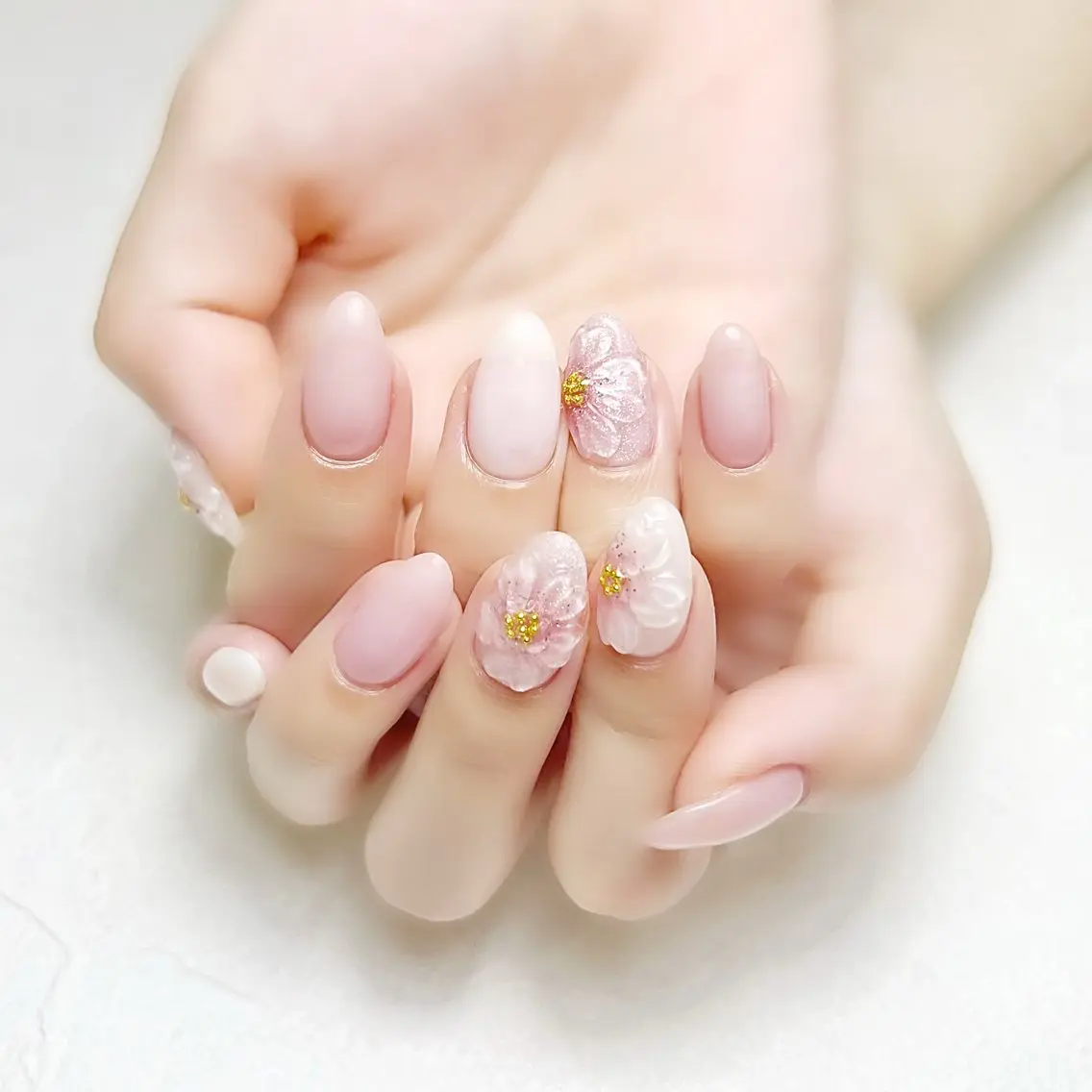 ネイル ガーリー ラメ(グリッター) ピンク 春ネイル rouse nail RISATOのネイルデザイン