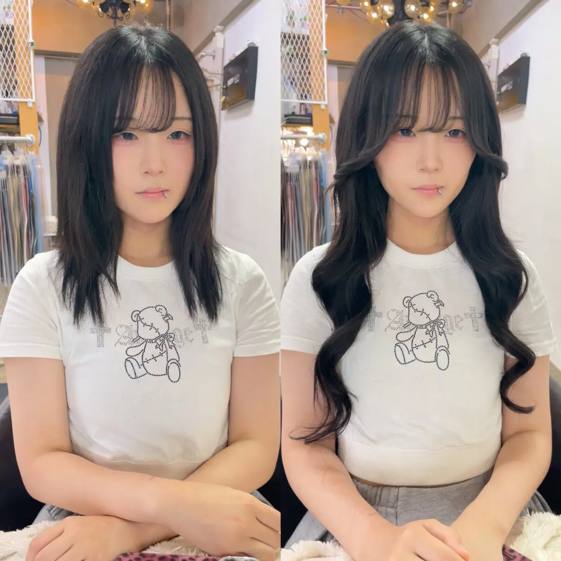 ミディアム カット ヘアカラー エクステ プルエクステ界隈 ハイトーン/カツオ✨のヘアスタイル