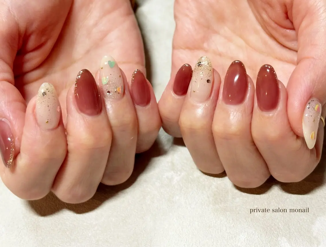 ネイル ハート ハンドネイル nail salon monailのネイルデザイン