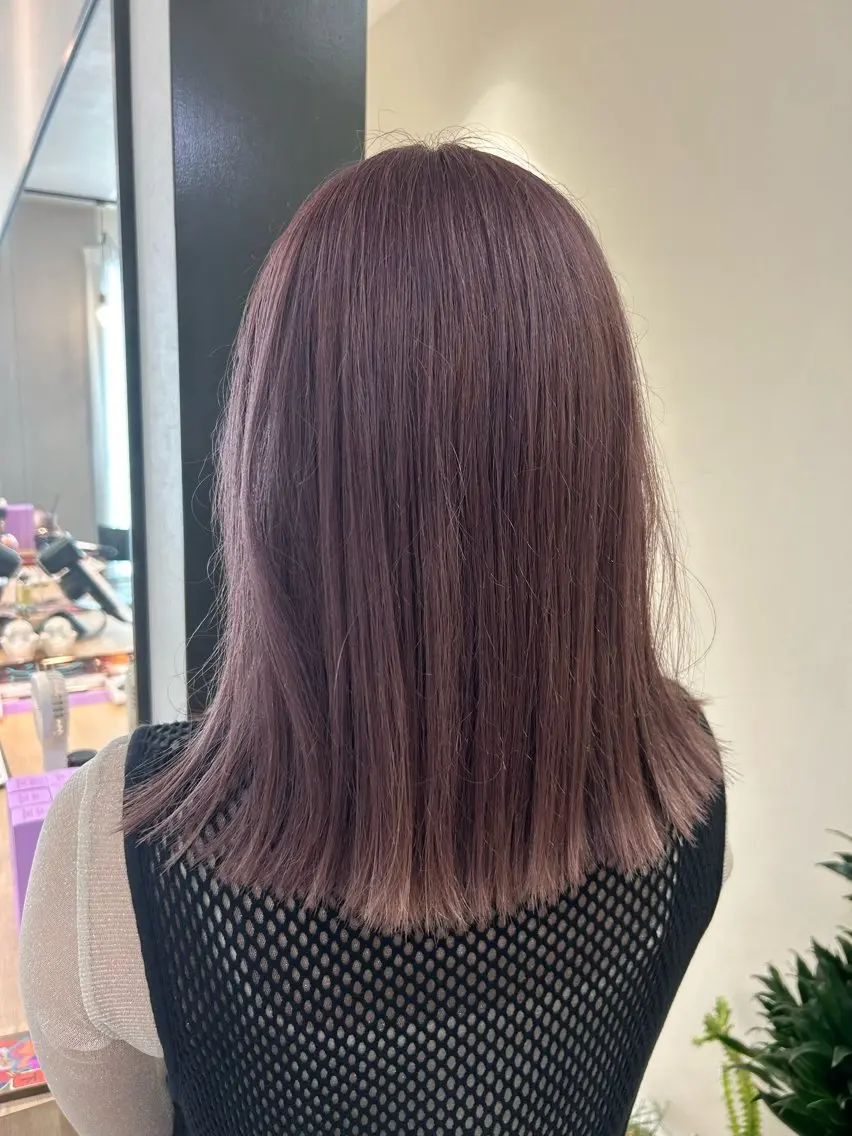 セミロング カラー ブリーチ ラベンダーカラー ピンクカラー ピンクラベンダー カット ヘアカラー トリートメント hubhair レイヤー/透明感のヘアスタイル