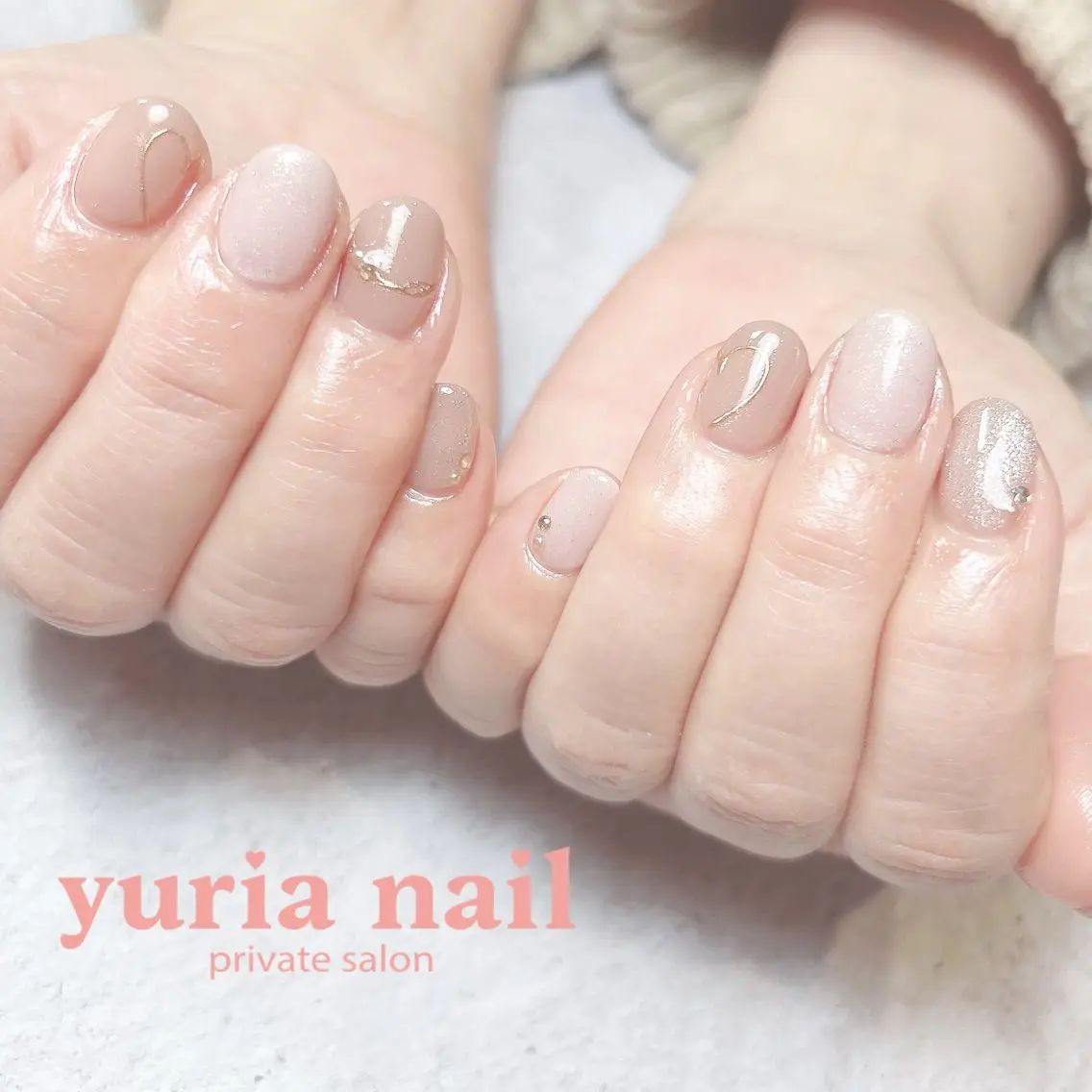 ネイル ジェルネイル ハート ニュアンスネイル バレンタイン ハンドネイル 小林 ゆりあのネイルデザイン