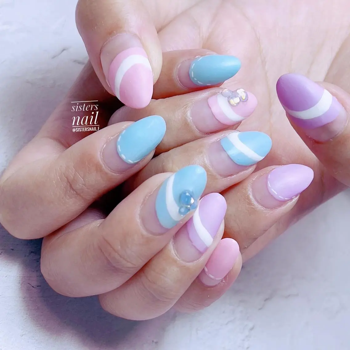 ネイル アートネイル ダブルフレンチ フレンチネイル マットネイル 持ち込み sisters nail.fのネイルデザイン