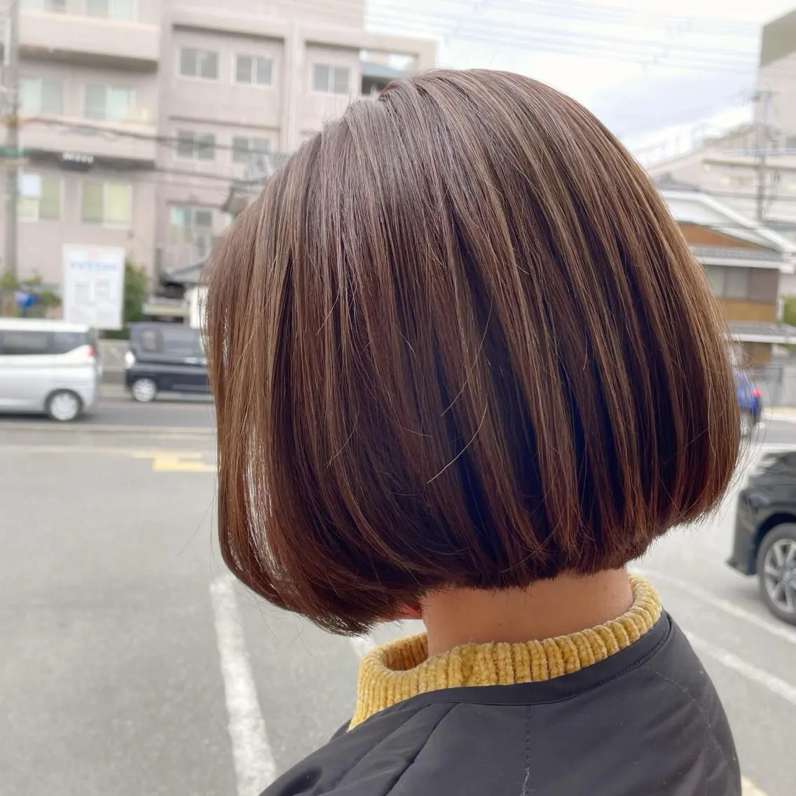 ショート カラー パーマ カット ボブ/透明感カラー 🤍永田真穂のヘアスタイル