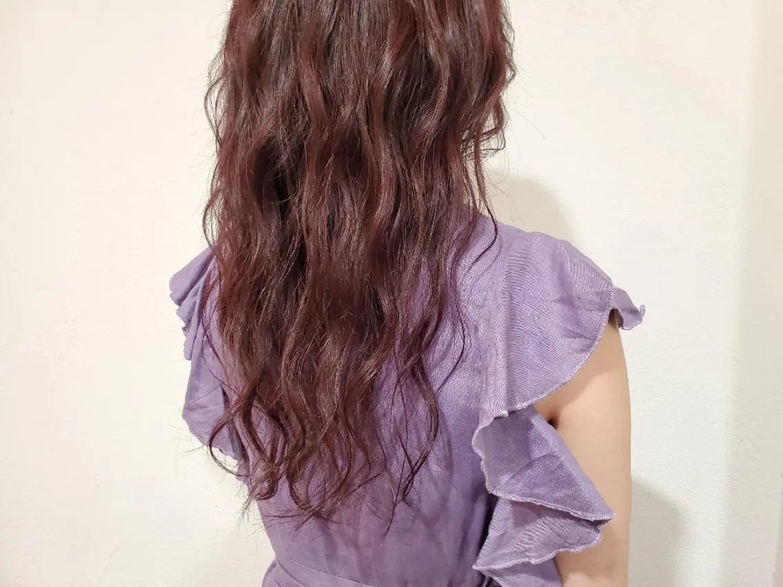 ロング カラー ブリーチ カシス ブリーチなしカラー パープルカラー パ ルのヘアスタイル