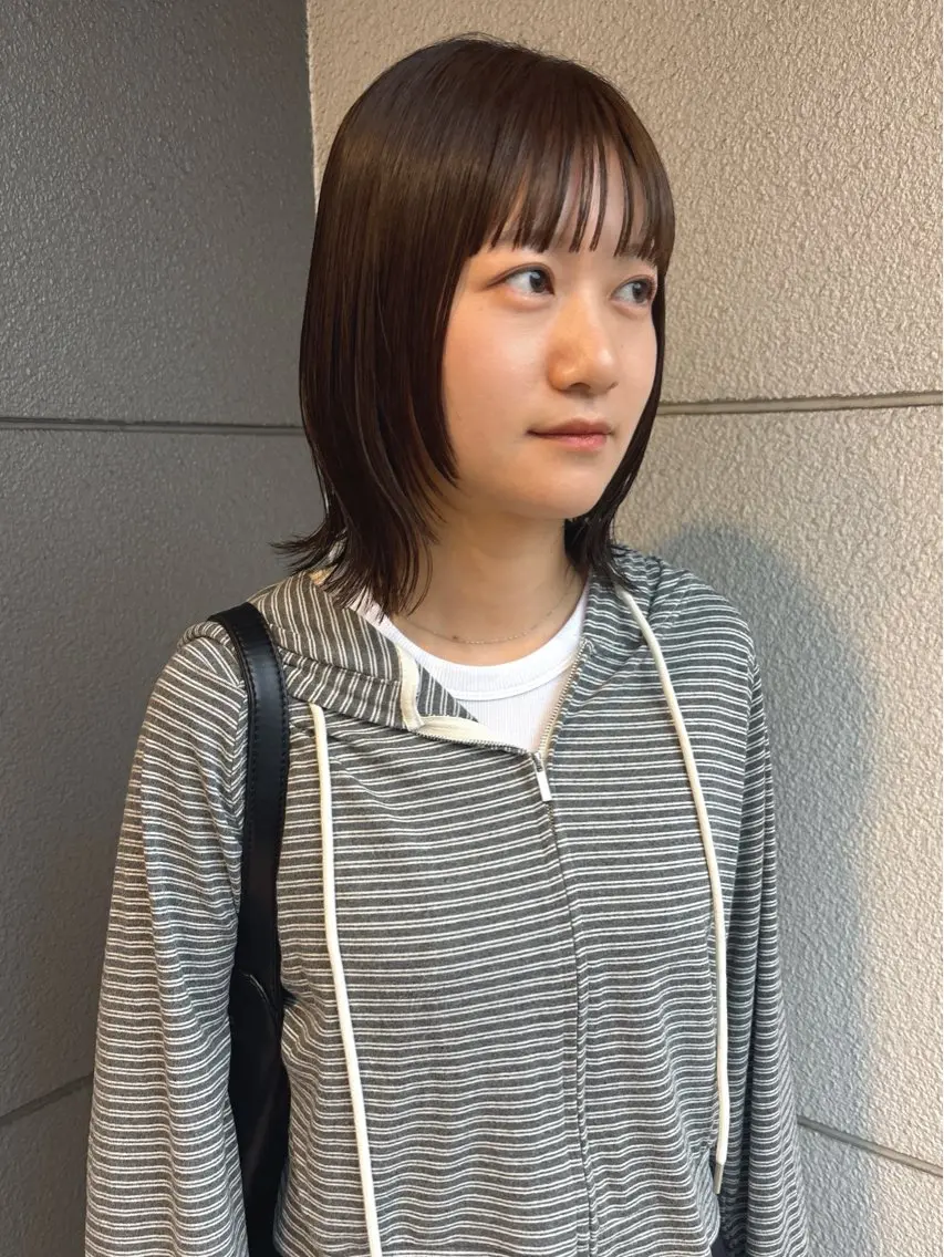 ミディアム カット 縮毛矯正 トリートメント 安藤楓華 fuka andoのヘアスタイル