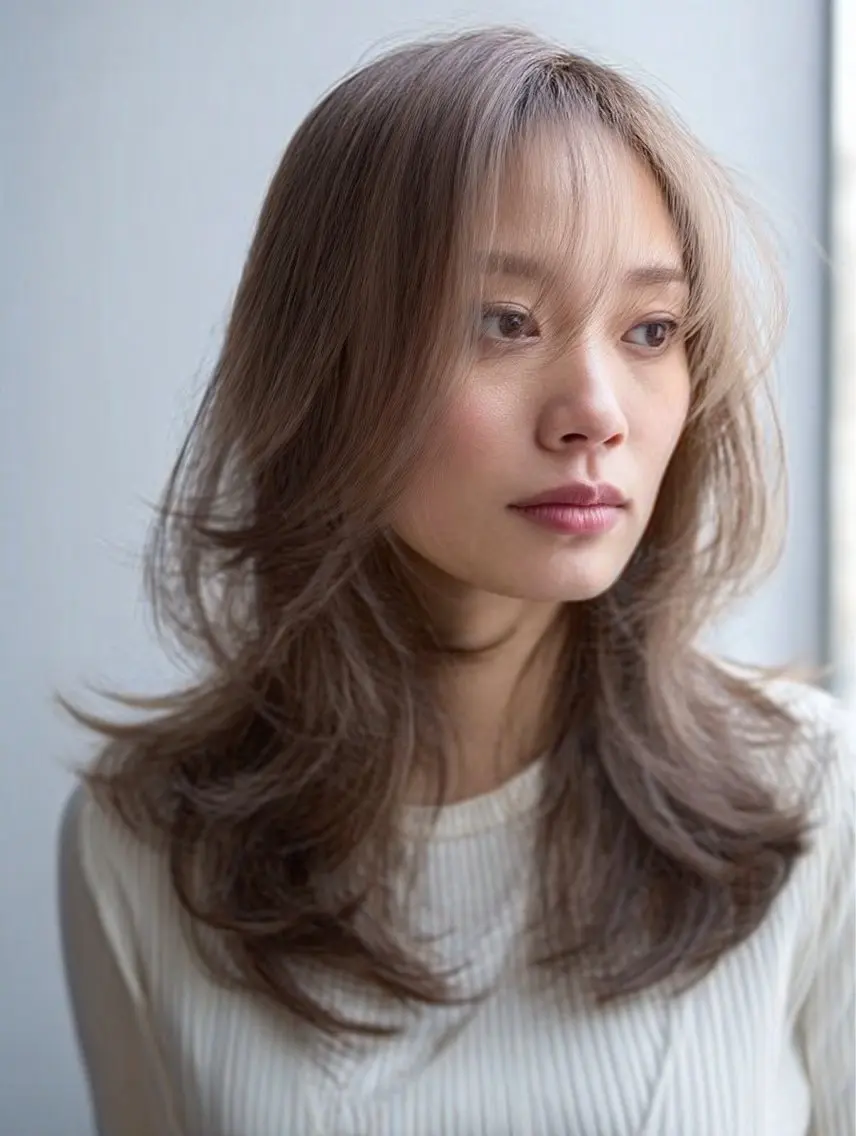 ロング 縮毛矯正 絶対綺麗な暖色カラー 🎯あります✨増渕✨のヘアスタイル