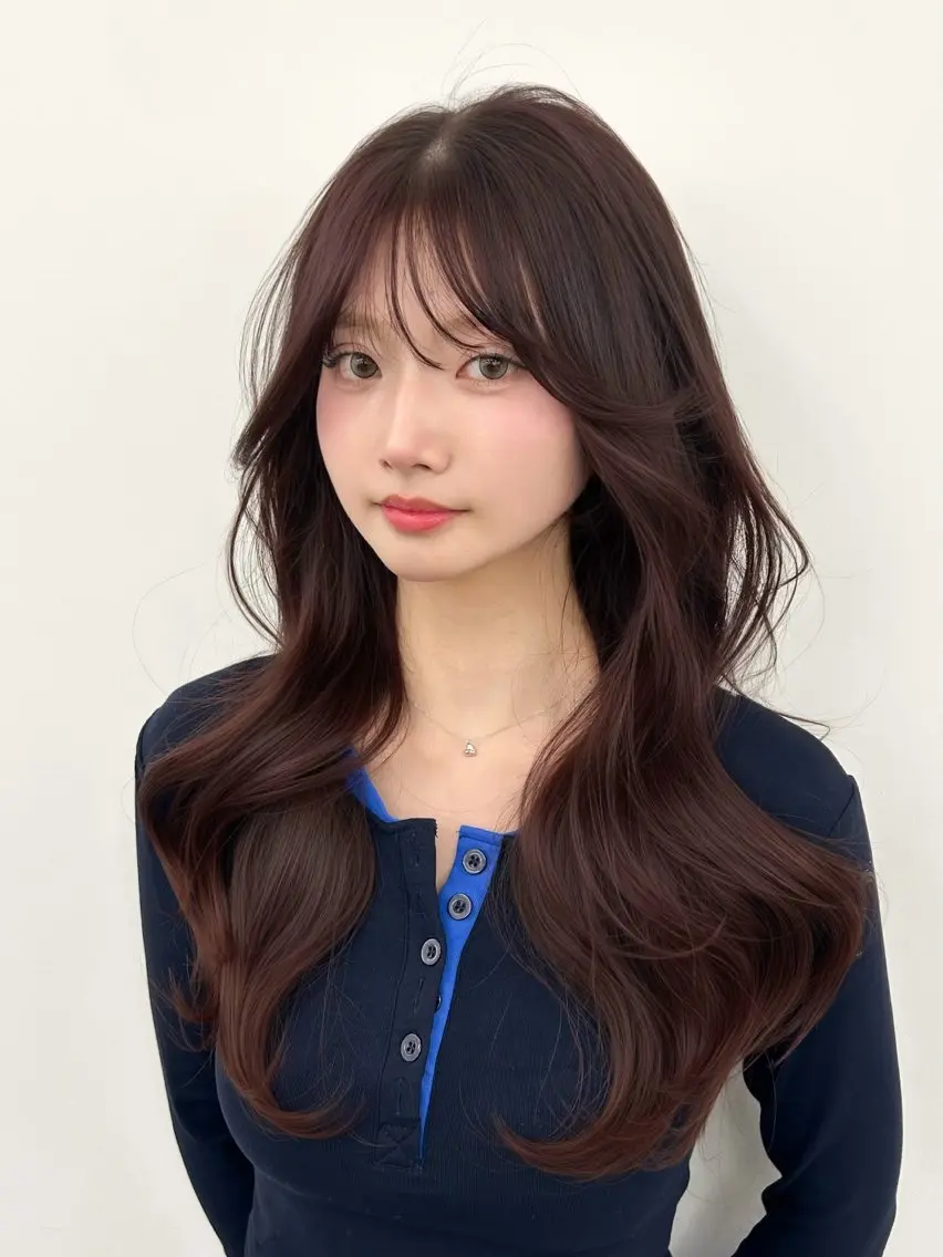 ロング カラー くびれヘア 顔周りカット 韓国風ヘア レイヤーカット 小顔カット カット ヘアカラー トリートメント 韓国ヘア/顔周り ヘアセット/加藤優里のヘアスタイル