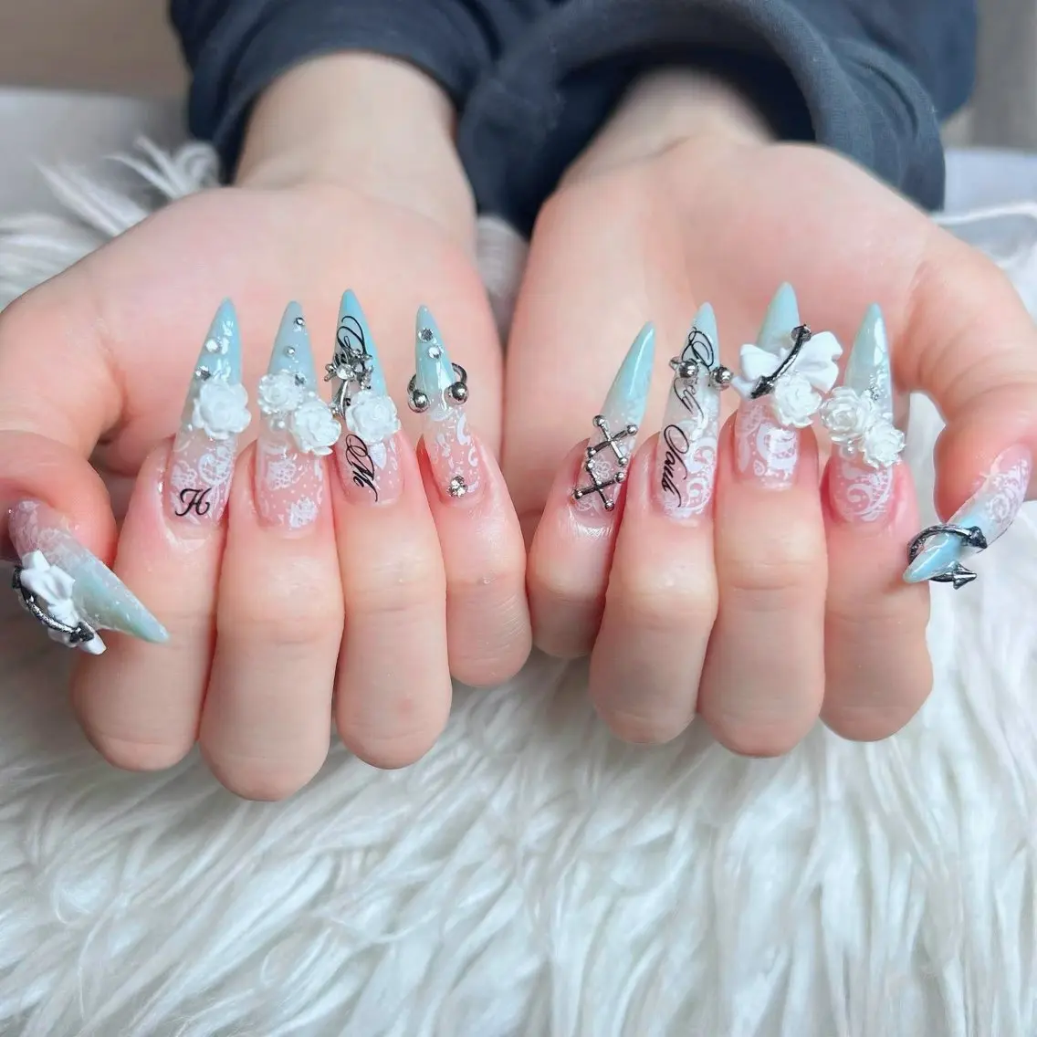 ネイル フットネイル フレンチネイル グラデーション 韓国ネイル ロングネイル ハンドネイル Hani Nail Salonのネイルデザイン