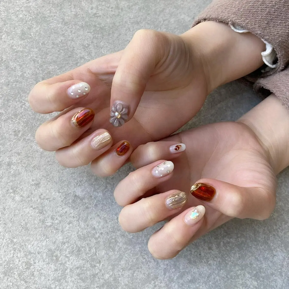 ネイル アートネイル 長さ出し ジェルネイル マットネイル ミラーネイル ハンドネイル nail salon Soeurのネイルデザイン
